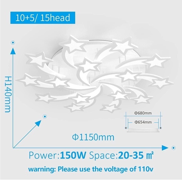 LED Modern Ceiling Fixture Heads Flush Mount Dimmable Chandelier Ceiling… - Picture 4 of 6